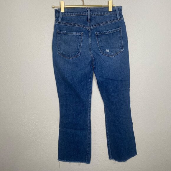Frame Denim Le Sylvie Kick Boot Jeans Size 25 Medium Wash Distressed Frayed Hem - Picture 5 of 15